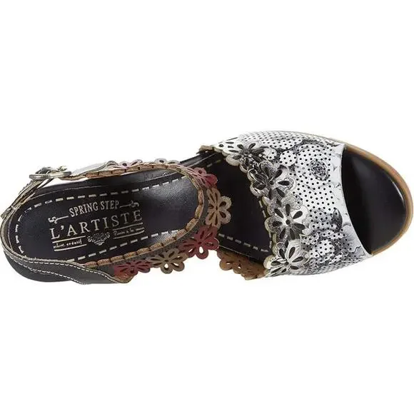 L'Artiste 41 Spring Steps Floradaciois black leather ankle strap sandals 9.5 10 - Picture 2 of 8